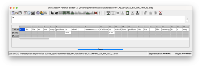 partitur editor view of .exb file