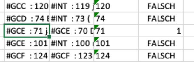 set evaluation column to 1=TRUE if nonstandard occurence (context)